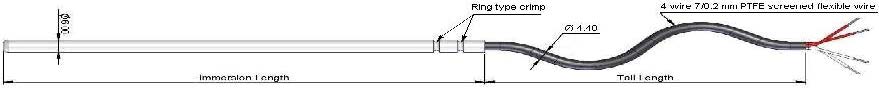 RTD Probe Design Types - Four-wire with flexible tail